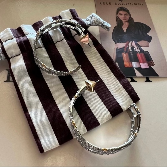 Alexis Bittar Encrusted Lattice Hoop Earrings - Picture 4 of 7